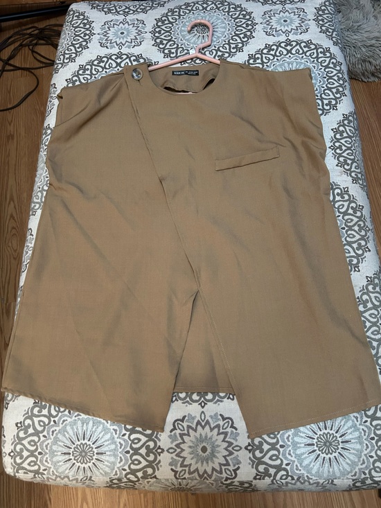 SHEIN Tops - SHEIN Women's Padded shoulder Sleeveless Tunic in Khaki Brown